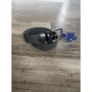 Original Penguin Men's BRAIDED STRETCH BELT Black Genuine Leather Size SM 30-32